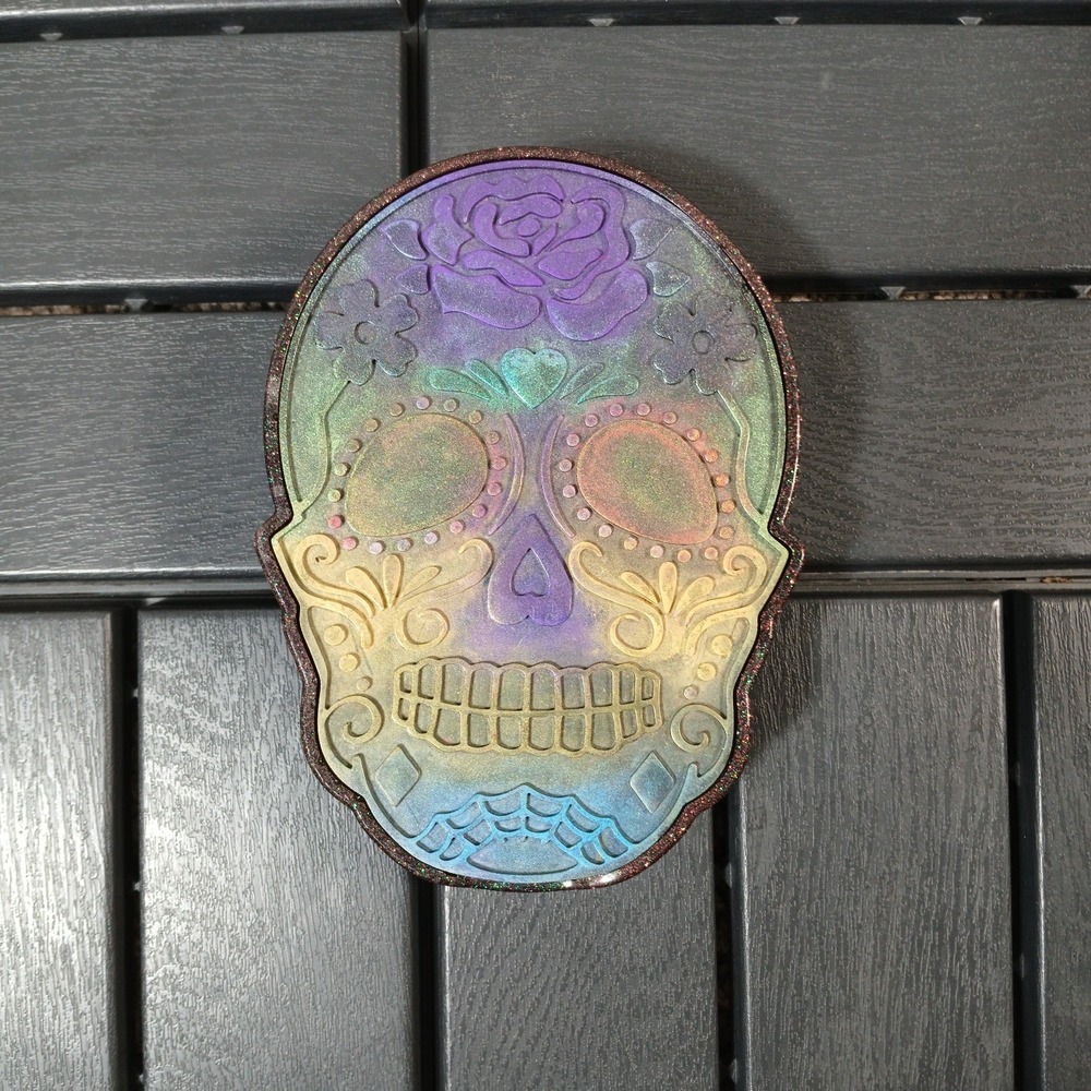 Vintage Skeleton Sugar Skull Shaped Trinket‎ Jewelry Box Gothic Cult Goth ZC